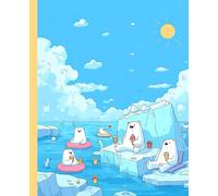 Chill Polar Bear Notebook: Cute 7.5x9.25 Nature Journal with Icebergs, Wide Ruled for Kids and Animal Lovers - Fun Arctic-Themed Composition Book with Summer Vibes