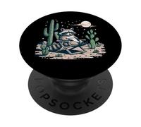 Chill Raccoon Desert Night Relaxed Aesthetic Animal Art PopSockets Adhesive PopGrip