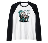 Chill Raccoon Lazy Summer Attitude Funny Quote Raglan Baseball Tee