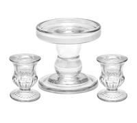 CHILL RECIPE Glass Candle Holders for Pillar Candles Taper Candles, Glass Candlestick Holders Set of 3, Clear Unity Candle Holder