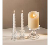 CHILL RECIPE Glass Candle Holders for Pillar Candles Taper Candles, Glass Candlestick Holders Set of 3, Clear Unity Candle Holder