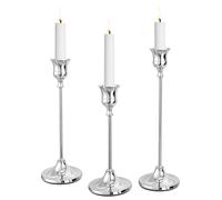 CHILL RECIPE Set of 3 Candlestick Holders, Silver Taper Candle Holder, Vintage Modern Candle Stick Holders Set Bulk for Home Decor Table Mantel Decorative Centerpiece Party Festival Decorations