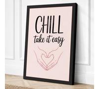 Chill Take It Easy Typography Canvas Wall Art Print 18x12 Inch