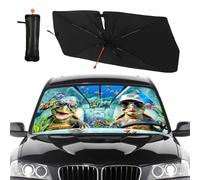 CHILL·TEK Funny Animal Car Windshield Sun Shade Umbrella, Funny Turtles Car Sun Shade Umbrella, Block UV Rays Heat Foldable Windshield Umbrella Sun Visor Protector - Keep Vehicle Cool for Cars SUV