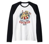 Chill The 4th Fourth Out Labrador Retriever 4th of July Raglan Baseball Tee