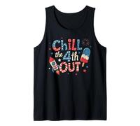Chill the 4th Out Funny USA Rocket Popsicle Fireworks Retro Tank Top