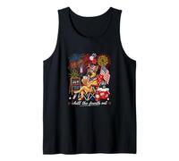 Chill The Fourth Out 4th July US Flag German Shepherd Tank Top