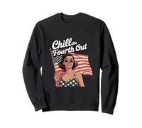 Chill The Fourth Out American Flag Retro Style Sweatshirt