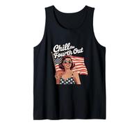 Chill The Fourth Out American Flag Retro Style Tank Top