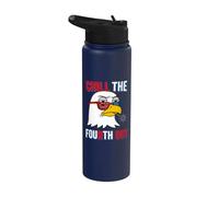Chill The Fourth Out Bald Eagle Shutter Shades Stainless Steel Insulated Water Bottle