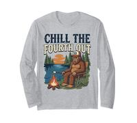 Chill The Fourth Out Bigfoot Campfire Lake Life Long Sleeve T-Shirt