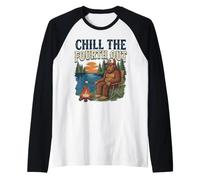 Chill The Fourth Out Bigfoot Campfire Lake Life Raglan Baseball Tee