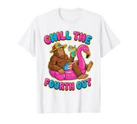 Chill The Fourth Out Bigfoot Flamingo Pool Float T-Shirt