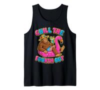 Chill The Fourth Out Bigfoot Flamingo Pool Float Tank Top