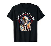 Chill The Fourth Out Cocktail Skull 4th Of July Women Men T-Shirt