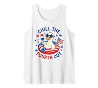 Chill The Fourth Out Cute Duck American Flag Float Tank Top