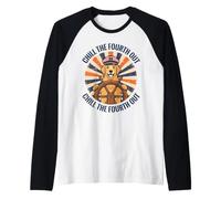 Chill The Fourth Out Dog Boat Captain Dad Lake Raglan Baseball Tee