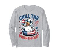 Chill The Fourth Out Duck 4th of July Graphic Long Sleeve T-Shirt