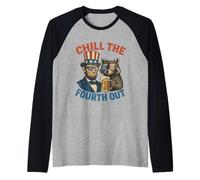 Chill the Fourth Out Funny 4th of July Adult Humor Patriotic Raglan Baseball Tee