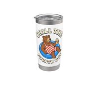 Chill The Fourth Out Funny Bear Pool Float Stainless Steel Insulated Tumbler