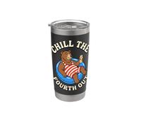 Chill The Fourth Out Funny Bear Pool Float Stainless Steel Insulated Tumbler
