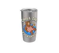 Chill The Fourth Out Funny Bear Pool Float Stainless Steel Insulated Tumbler