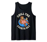 Chill The Fourth Out Funny Bear Pool Float Tank Top
