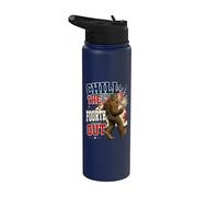 Chill The Fourth Out Funny Bigfoot Camping Vacation Stainless Steel Insulated Water Bottle
