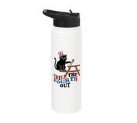 Chill The Fourth Out Funny Black Cat Introvert Stainless Steel Insulated Water Bottle