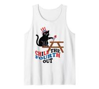 Chill The Fourth Out Funny Black Cat Introvert Tank Top