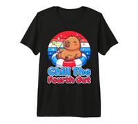 Chill The Fourth Out Funny Capybara Pool Float Premium T-Shirt