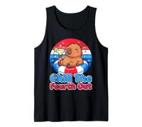 Chill The Fourth Out Funny Capybara Pool Float Tank Top