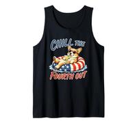 Chill The Fourth Out Funny Corgi Dog Lover 4th of July USA Tank Top