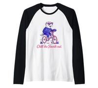 Chill The Fourth Out Funny Eagle Retro Vacation Raglan Baseball Tee