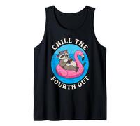 Chill The Fourth Out Funny Feral Raccoon Pool Float Tank Top