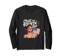 Chill The Fourth Out Funny Patriotic USA Flag Design Long Sleeve T-Shirt