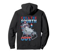 Chill The Fourth Out Funny Raccoon Beach Chair Pullover Hoodie