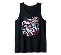 Chill The Fourth Out Funny Retro 4th Of July Skeleton Women Tank Top