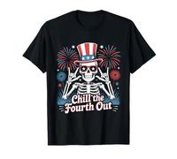 Chill The Fourth Out Funny Skeleton 4th Of July Patriotic T-Shirt