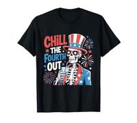 Chill The Fourth Out Funny Skeleton 4th Of July Patriotic T-Shirt