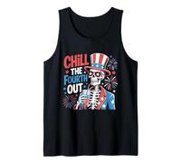 Chill The Fourth Out Funny Skeleton 4th Of July Patriotic Tank Top