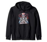 Chill The Fourth Out Funny Skeleton 4th Of July Patriotic Zip Hoodie