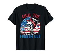 Chill The Fourth Out Funny Skeleton Retro 4th of July Women T-Shirt