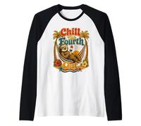 Chill The Fourth Out Funny Sloth Summer Vacation Raglan Baseball Tee