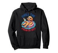 Chill The Fourth Out Goldendoodle Dog Patriotic Pullover Hoodie