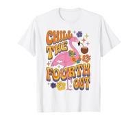Chill The Fourth Out Groovy Flamingo Beach Vacation T-Shirt