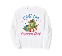 Chill The Fourth Out Patriotic Alligator Pool Float Fun Art Sweatshirt