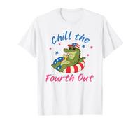 Chill The Fourth Out Patriotic Alligator Pool Float Fun Art T-Shirt