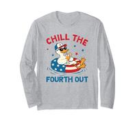 Chill The Fourth Out Patriotic Duck Pool Float Summer Art Long Sleeve T-Shirt