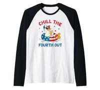 Chill The Fourth Out Patriotic Duck Pool Float Summer Art Raglan Baseball Tee